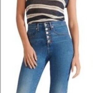 Veronica Beard High Rise Blue Beverly Button Fly Flare Jeans